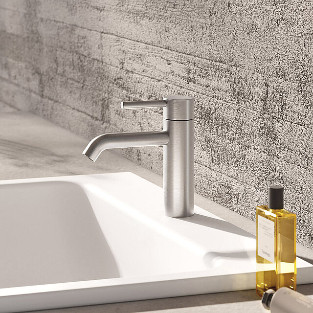 Wasserhahn Edelstahl matt